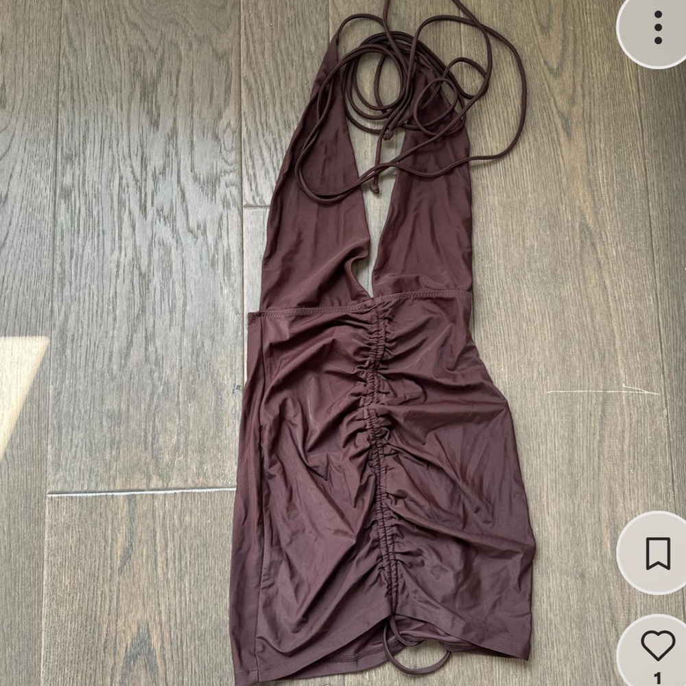 Brown ruched dress